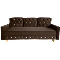 Ares Meble Lux Schlafsofa mit Bettkasten - Glamour Sofa - Relaxsofa 3 Sizer - Wohnlandschaft mit Schlaffunktion - Samt Sofa Wohnzimmer - Schlafcouch Ausziehbar - 220 x 100 cm - Sofa Braun