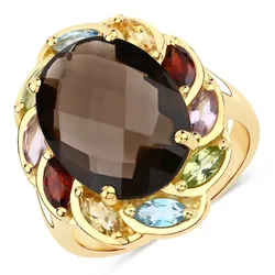 Rafaela Donata Ring Sterling Silber Rauchquarz in Gelbgold 50 Damen