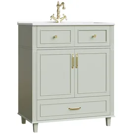 Okwish Waschbeckenunterschrank 1 Tür 1 Schublade 81 x 86,5 x 45,5 cm Grün