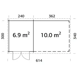 Palmako Ella 6,14 x 3,40 m grau Doppeltür