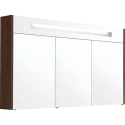 Spiegelschrank mit beleuchteter Zierblende, 1200 mm Breite (Ausführung: Spiegelschrank mit beleuchteter Blende 3 Türen 1200x750x188mm Eiche natur)
