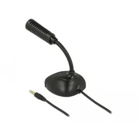 DeLock Kondensator Mikrofon Omnidirektional für Smartphone / Tablet mit Schwanenhals 3,5 mm 4 Pin Klinkenstecker + 3,5 mm Klinkenbuchse, 1,7m Kabellänge, ideal für Skypen, Chatten, Aufnahmen, 65872