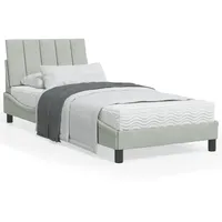 VidaXL Bett mit Matratze Hellgrau 90x200 cm Samt