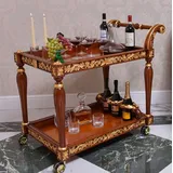 Casa Padrino Luxus Barock Trolley Braun / Gold 97 cm - Barockstil Servierwagen - Made in Italy