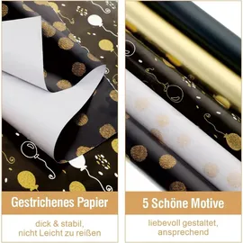 luxuskollektion Geschenkpapier Set Schwarz Gold Hochzeit Weihnachten