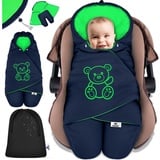 KIDIZ KIDIZ® Baby Einschlagdecke Winter mit Kapuze +Tasche Babyeinschlagdecke Universal für Babyschale, Autositz, z.B. für Maxi-Cosi, Römer für Buggy Babybett Kinderwagen & alle Gurtsysteme 3 & 5-Punkt Gurt