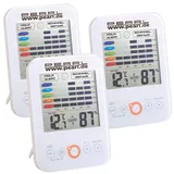 Pearl 3er-Set Digital-Hygrometer/Thermometer mit Schimmel-Alarm, LCD-Display