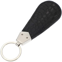 Leder-Schuhlöffel, Mini-Schuhlöffel, Schlüsselanhänger, tragbar, mit Metallring, für Outdoor-Reisen, Schwarz