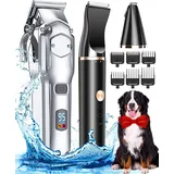 Hundeschermaschine und Pfotentrimmer 2in1 Set, IPX7 Wasserdicht Schermaschine