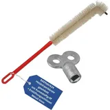 BADfabrik24 Heizkörperbürste gewinkelt Kunstoffgriff + Entlüftungsschlüssel aus Metall, Vierkant 5mm