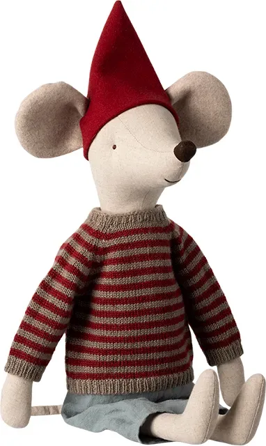 Maileg Weihnachtsmaus Maxi Junge Stofftier 60 cm - Weihnachtsdeko, Soft-Plüsch, Geschenkidee, Skandinavisches Design