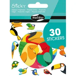 Maildor 10x Sticky, Tropische Vögel, 30 Sticker - Mehrfarbig AE178C