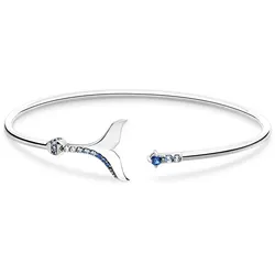 Thomas Sabo AR109-644-1 Damen-Armreif Schwanzflosse mit blauen Steinen, 17 cm