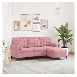 vidaXL 3-Sitzer-Sofa mit Hocker Rosa 180 cm Samt