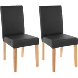 CHEFGASTRO 2er-Set Esszimmerstuhl Stuhl Küchenstuhl klassisch und zeitlos HxBxT 90x43x56cm Sitzhöhe 45cm Kunstleder helle Beine Schwarz matt