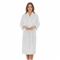 NYVI Bademantel Bademantel Jacquard SuperSoft Unisex für Damen & Herren Extra Weich, Microfaser, Morgenmantel mit Gürtel, Taschen - Damenbademantel Herrenbademantel weiß L