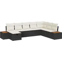 VidaXL Garten-Sofa-Set mit Kissen Schwarz Poly Rattan