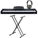 keymaXX SP-1 Stagepiano-Set, 88 Tasten Hammermechanik, USB MIDI, 128-fache Polyphonie, inklusive Ständer und Kopfhörer