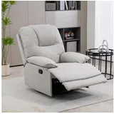 Homcom Relaxsessel Fernsehsessel mit Liegefunktion, Fußstütze, TV-Sessel mit Taschenfederkern, Leinenoptik, Ruhesessel für Wohnzimmer, Grau