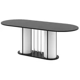 designimpex Esstisch Design Esstisch HCE-111 Oval Hochglanz ausziehbar Tisch Esszimmer rund schwarz