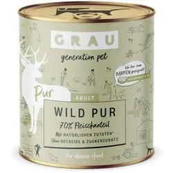 grau Hund 800 Gramm Hundenassfutter 6 x 800 Gramm Wild pur
