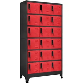 vidaXL Schließfachschrank Stahl 90x40x180 cm Anthrazit/Rot