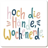 Grafik Werkstatt lustiger Untersetzer aus Kork | Hoch die Hände, Bunt