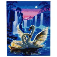 Crystal Art Craft Buddy CAK-XLED7 - Moonlight Swans, 40x50cm LED Crystal Art Kit, Diamond Painting
