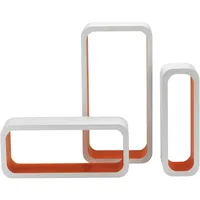 king collection M1105004/D Eckregal 3-er Set Stondata MDF Bicolor weiß/orange 40X10X20H 35X10X15H 30X10H