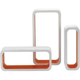 king collection M1105004/D Eckregal 3-er Set Stondata MDF Bicolor weiß/orange 40X10X20H 35X10X15H 30X10H