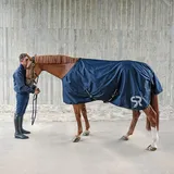 SUNRIDE Regendecke 0g für Pferde (Glasgow) - 1200D - EasyLock Verschluss - mit Unterdecken kombinierbar - 100% wasserdicht - 5.000mm Wassersäule - extrem atmungsaktiv - blau (105 cm)