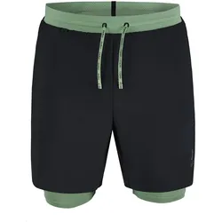 Odlo Trail-Laufhose 2-in-1 Short X-Alp Trail 6 inch (optimale Bewegungsfreiheit, Innenhose) kurz schwarz/loden Herren