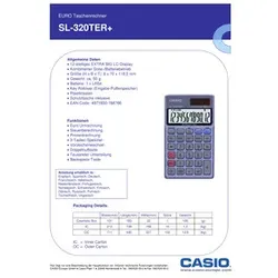 CASIO Taschenrechner 12stellig SL320TER SL-320TER+ Euro+Tax Berech