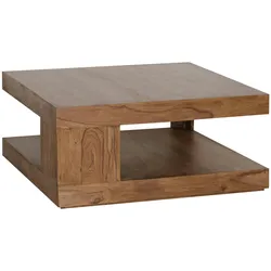 KADIMA DESIGN Couchtisch Massiv-Holz Sheesham 90 cm breit Design Wohnzimmer-Tisch dunkel-braun Landhaus-Stil