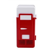 Deosdum LED Mini USB Kühlschrank USB Kühlschrank Getränke Getränkedosen Kühlschrank und Heizung (rot)