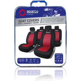 Sparco SPC1019RS Autositzbezug-Set, S-Line Corsa, 11-teilig, Rot
