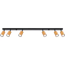 SOLLUX LIGHTING Deckenleuchte "Plafond WINX 6L schwarz/kupfer", bunt (schwarz, kupfer), H: 18,5cm, Lampen, einstellbarer Lichtstrahl