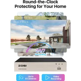 ZOSI 1080p Außen Video Überwachungskamera Set Schwarz