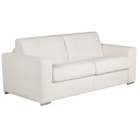 vente-unique Schlafsofa mit Matratze 3-Sitzer - 100% Büffelleder - Weiß - Matratze 20 cm - DELECTEA II