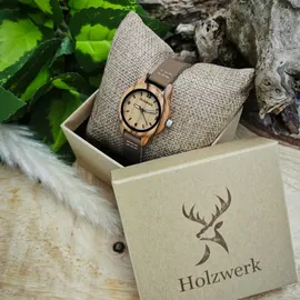 Holzwerk Germany Holzwerk CLARA BROWN kleine Damen Holz Uhr mit Leder Armband, braun, beige