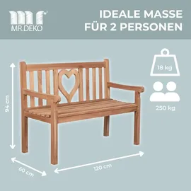 Mr. Deko Gartenbank Herz 120 x 94 x 60 cm Braun