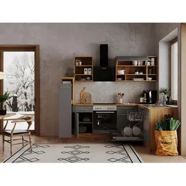 Respekta L-Küchenzeile Hilde LBBEKBL250EGC ohne E-Geräte 250 cm Grau
