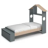 CaliCosy Kinderbett AMAYA 90 x 190 cm Holz lackiert Khaki