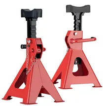 Wiltec 2 x Unterstellbock höhenverstellbar je 2 t Tragkraft, Stützböcke Hubhöhe 28-43 cm, Autobock mit Gummischutz, Kfz Bock mit Sicherungssplint