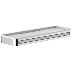 SCALIDO-Duschablage aus Metall m. Kunst- stoff-Einsatz u Glasabzieher verchr/weiß
