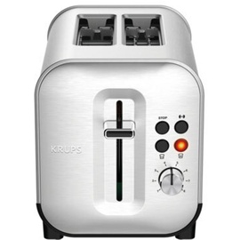 Krups KH682D Excellence Toaster 8 Bräunungsstufen, 4 Funktionen, 2 Scheiben Toaster, Anhebevorrichtung, herausnehmbare Krümelschublade, 850 Watt, gebürsteter Edelstahl