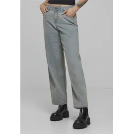 URBAN CLASSICS Ladies Mid Waist 90 ́s Jeans, lässige Jeanshose 90er, mittelhoch geschnitten, hellblau, schmutzig gewaschen, 28