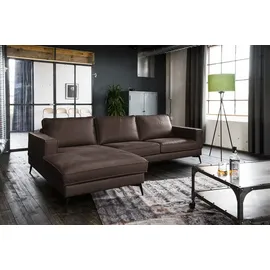 KAWOLA Sofa BLOOM Recamiere links Leder dunkelbraun