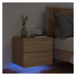 vidaXL Nachttisch Wand-Nachttisch mit LED-Leuchten Sonoma-Eiche (1-St) braun
