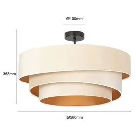 LINDBY Jusari 3-flg. creme Textil Ø 56 cm